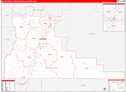 Bend-Redmond Metro Area Wall Map Red Line Style